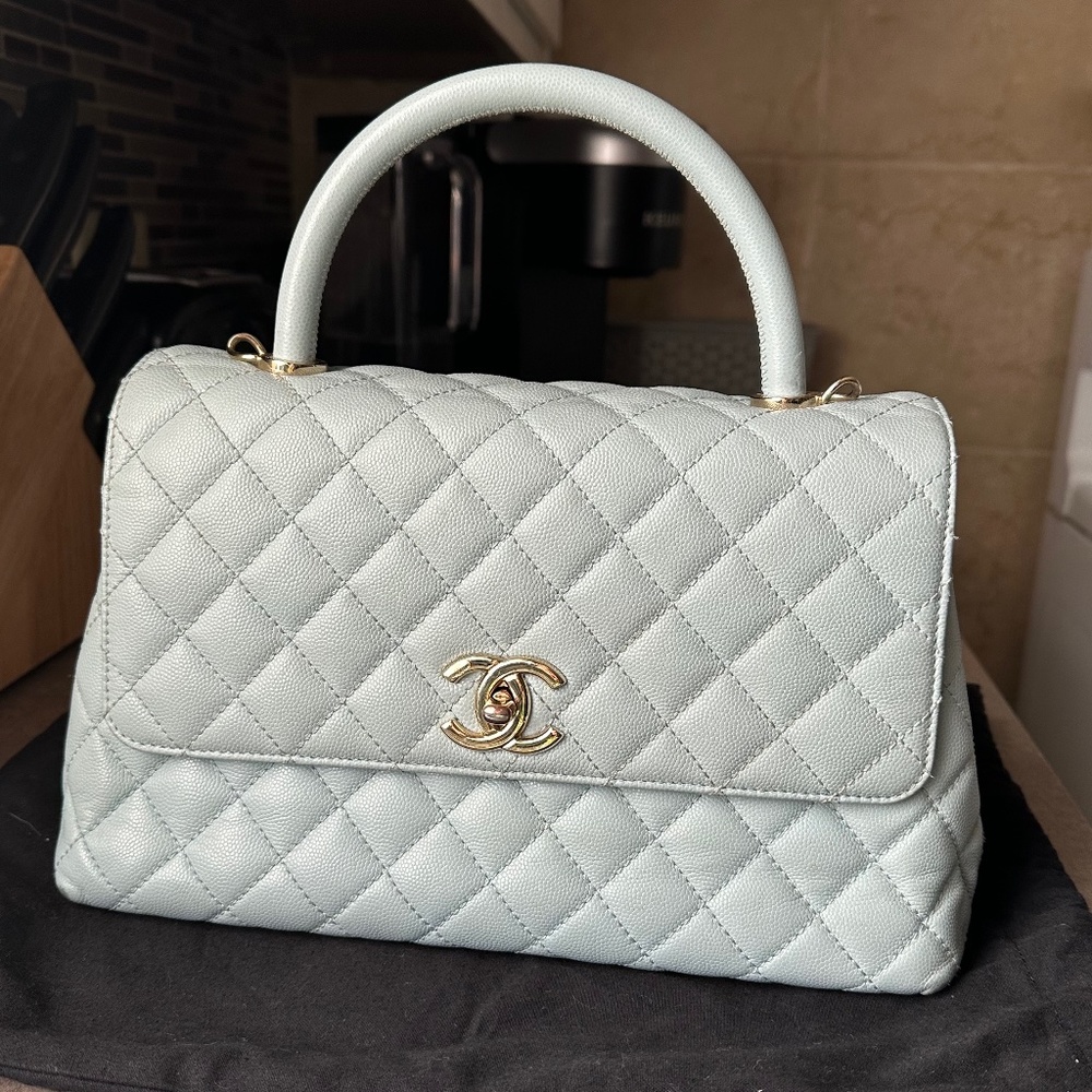 Light blue coco top handle chanel size small